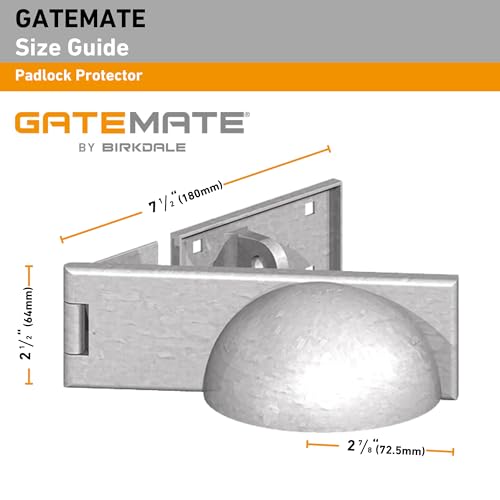 Image of GATEMATE Left Hand Padlock Protector | Galvanized Steel | High-Security Gate Lock Shield | Rust-Resistant Durable Design | Protects Padlocks from Tampering and Weather