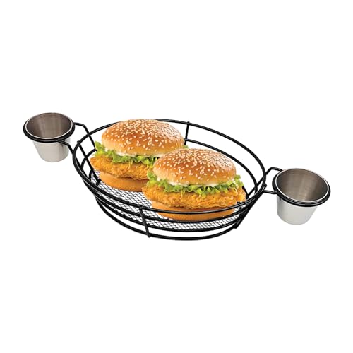 Genérico Cesta Para Freír Francesa – Cestas Para Servir Comida Rápida De Acero Inoxidable, Recipiente Reutilizable Con Cuencos Para Mojar, Bandeja Para Servir Hot Dog, Hamburguesa, Sándwich, Pan, Pal