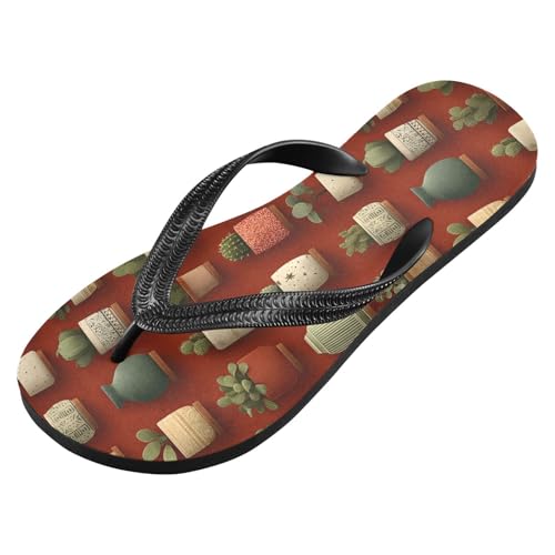 Flip Flop Sandals Pot Cactus Print for Women Men Beach Outdoor XS2