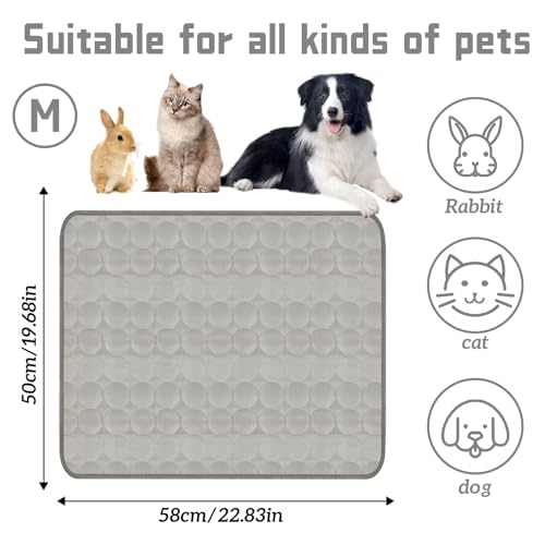 Dawumin Kühlmatte für Hunde 60×50cm, Selbstkühlende Hundematte Kühldecke Hund für Katzen und Hunde, Waschbar Hund Kühlkissen Hundekühlmatte für Drinnen, Draußen und Auto (Grau, M)