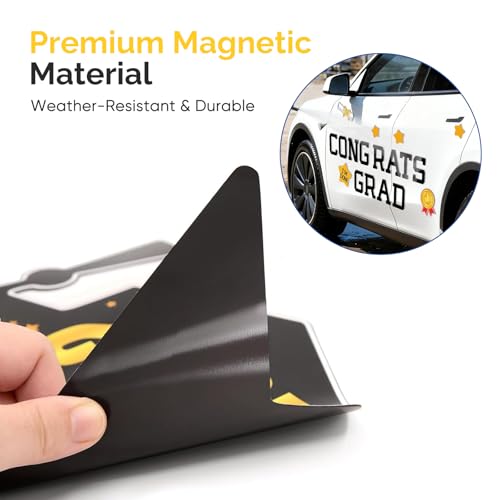 Image of Graduation Magnetic Car Decoration 2026 Congrats Grad Banners Car Parade Decor Signs Refrigerator Decal Magnetic Stickers Garage Door Magnets Graduation Party Supplies Black