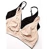 Fruit-of-the-Loom-Womens-Wirefree-Cotton-Bralette-2-Pack Fruit of the Loom Women's Wirefree Cotton Bralette, Black Hue/Sand, 34B