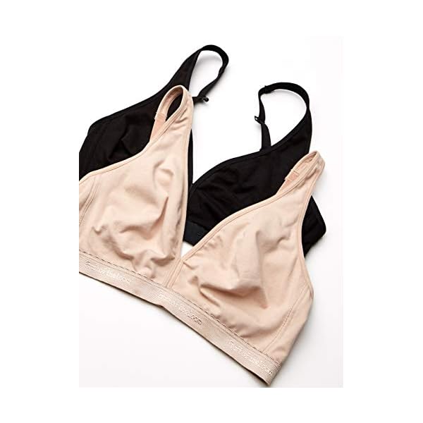 Fruit-of-the-Loom-Womens-Wirefree-Cotton-Bralette-2-Pack Fruit of the Loom Women's Wirefree Cotton Bralette, Black Hue/Sand, 34B