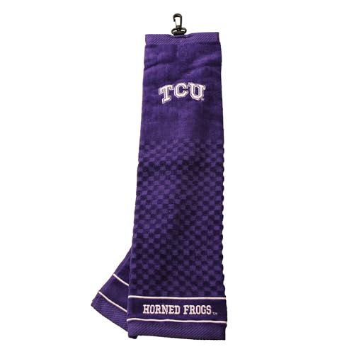 Team Golf NCAA TCU Horned Frogs Embroidered Golf Towel Embroidered Golf Towel, Checkered Scrubber Design, Embroidered Logo