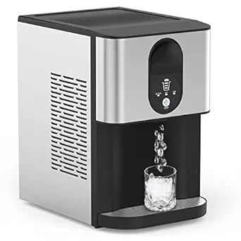 Kndko Self Dispensing Countertop Nugget Ice Maker, Nugget Ice Maker Countertop, 55lbs/24H,Pebble Ice Maker with Self-Cleaning,Crushed Ice Makers for Home Kitchen Bar Party Silver