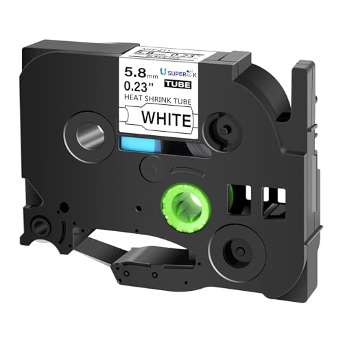 Image of USUPERINK 20PK HSe-211 Heat Shrink Label Compatible for Brother Ptouch Heat Shrink Tubing HSe211 HS-211 HS211 Black on White 5.8mm 0.23'' for Wire Cable for PT-E300 PT-E500 PT-E550W PT-P750W