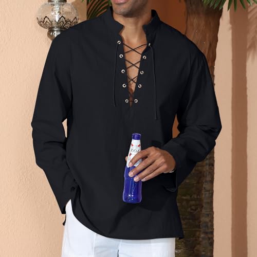 Image of CTU Men's Cotton Shirt Pirate Shirt Medieval Viking Renaissance Costume