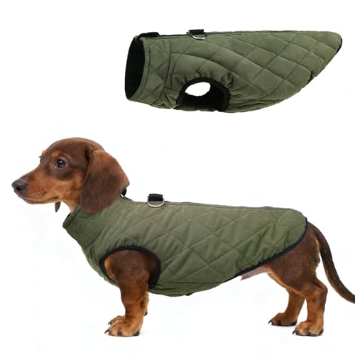 Image of SCENEREAL Dachshund Winter Dog Vest Coat with Harness Built in