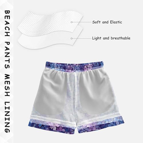 Pigsaly Boys Swim Trunks Wisteria Lavender Flower Boys Board Shorts Swimsuit Swimwear Summer Bathing Suit 2T4