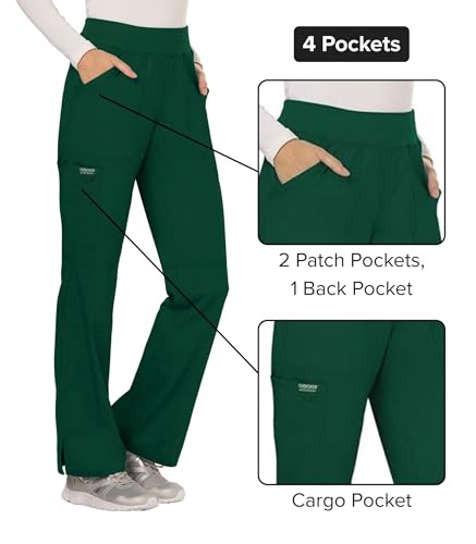 Image of Cherokee Women Scrub Pant with Straight Leg Pull-on Pant Medical Bottom with 4 Pocket & 2-Way Stretch Fabric - WW110