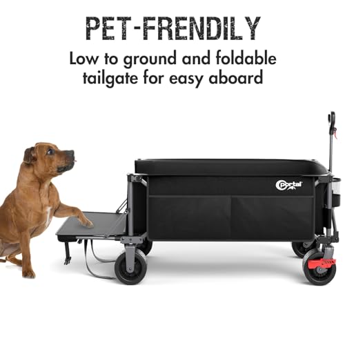Image of Portal 26 inch Extra Wide 55 inch Long Foldable Wagon with Tailgate, Large 600L Collapsible Wagon with Cargo Net, 500 LBs Heavy Duty Utility Cart with Big All-Terrain Wheels for Beach, Camping, Sports, Dogs | 26 inch Extra Wide 55 inch Long Wagon with Cargo Net, Heavy Duty Utility Cart with Big All-Terrain Wheels for Beach, Camping, Dogs