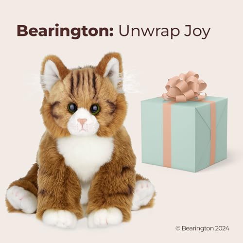 Image of Bearington Manny The Tabby Cat Plush, 10.5 Inch Orange Cat Stuffed Animal - Long Hair Tabby Realistic Plush