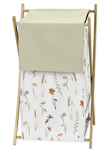 Image of Sweet Jojo Designs Boho Floral Garden Flower Girl Foldable Laundry Hamper Dirty Clothes Basket Baby Nursery Kids Bedroom Children Toddler Bed Room Green Watercolor Bohemian Floral Vintage Shabby Chic