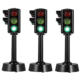 STOBOK Kids Traffic Light Toy Mini Early Education Led Traffic Stop Sign Lamp Toy Playset for Toddler Child Road Street Micro Landscape Ornaments 3PCS