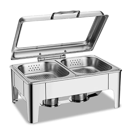 Set di scaldavivande in acciaio inox per servire, vassoi per buffet per eventi e ristoranti, ideali per condimenti e esposizione di cibo