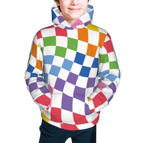 Wavy Checkerboard 2 Kids Pullover Hoodies Boys Sweatshirts Girls Athletic Clothes with Pocket2