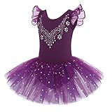 Flypigs Purple Ballet Leotards for Girls Ballet Dance Dress Ballerina Costume, 4-5 Years