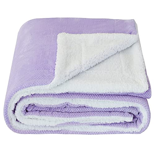 SOCHOW Plaid Canape Couverture Polaire, Couverture Duveteuse Super Douce Chaude, Légère, Couverture en Peluche Souple Réversible pour Lit Sofa Canapé-lit Lilas 220 x 240 cm