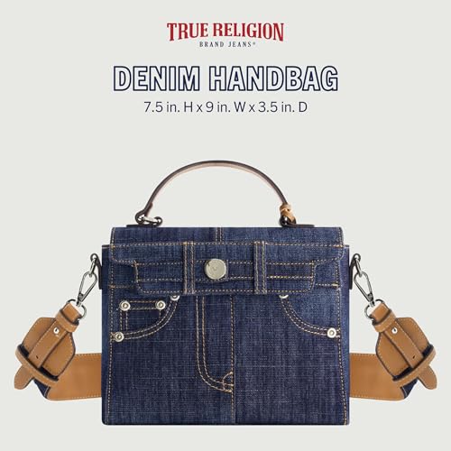 True Religion Women's Shoulder Bag Purse, Jean Pocket Mini Flap Crossbody Handbag with Adjustable Strap2