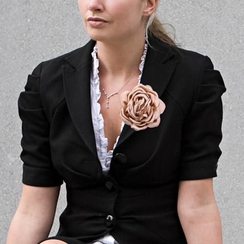 Image of CSIYANJRY99 Dainty Feather & Rose Flower Large Brooch Lapel Pins Delicate Elegant Handmade Flower Brooches Pin Classic for Wedding Party Dance Banquet for Women Dress Suit Ceremony Clothes Accessories Jewelry Valentine's Day Gifts