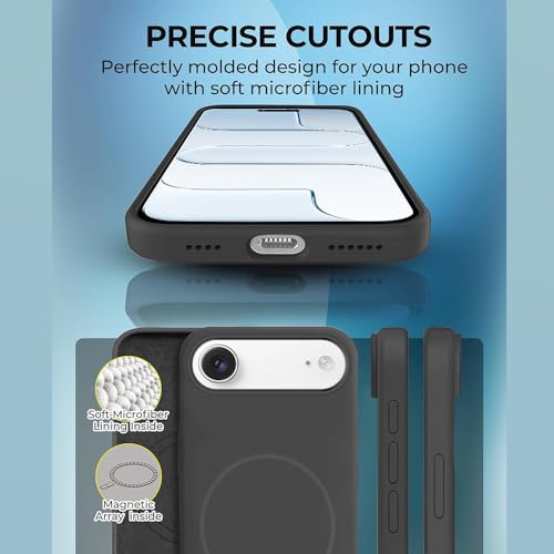 Image of iPhone 17 Air Silicone Magsafe Case | Shock Proof Design & Camera Protection | Premium Rubberised Apple iPhone 17 Air Cover (Microfiber Lining) | Magnetic Liquid Silicone - Black