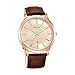 Titan Quartz Analog with Date Champagne Dial Brown Leather Strap Watch for Men - NT1825WL02