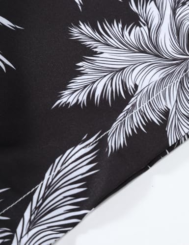 Image of Yimoon Men's Summer 2 Piece Outfits Tropical Print Short Sleeve Button Down Hawaiian Beach Shirt and Shorts Set