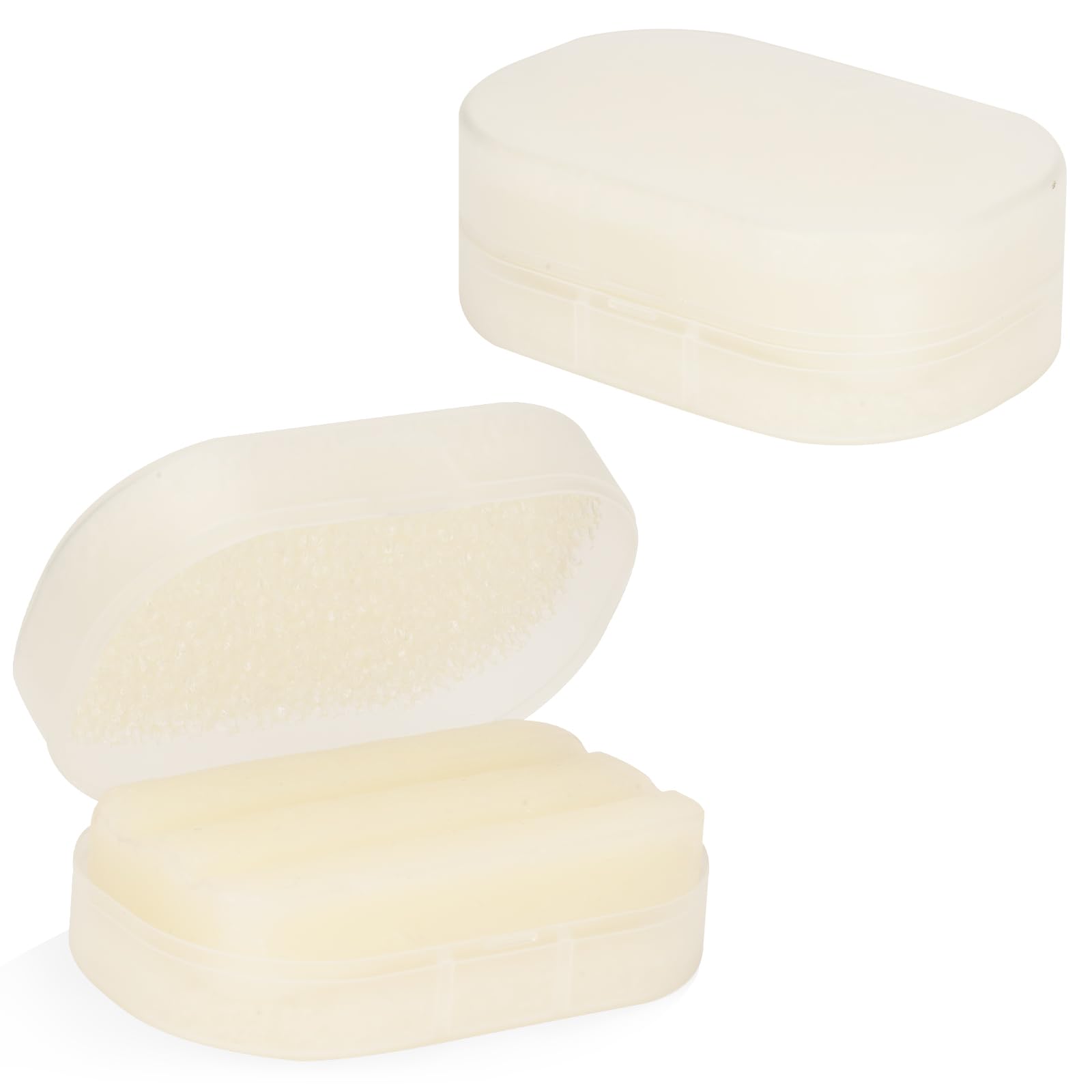 VZZNN 2 PCS Travel Soap Case Bathroom Soap Dishes for Shower, Portable Bar Soap Holder for Traveling Camping Gym, Oval Travel Soap Container with Draining Pad and Lid(Transparent White)
