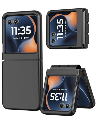JHWVVTF for Motorola Razr 2025 Case/Razr 2024 Case, [Full Hinge Protection] [Military-Grade] [Raised Edges] [TPU Bumper & Hard PC] Shockproof Slim Dual-Layer Flip Cover (Black)