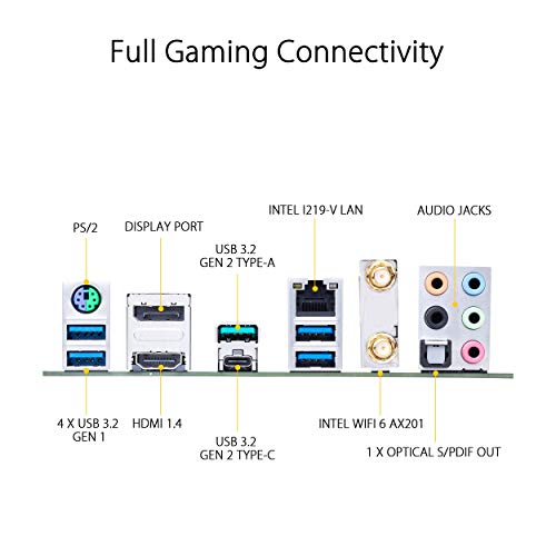 ASUS TUF Gaming Z490-PLUS (WI-FI), Scheda Madre Gaming Intel Z490 LGA 1200 ATX, M.2, 14 Fasi di Potenza DrMOS, Intel WiFi 6, HDMI, DP, SATA 6 Gb, USB 3.2 Gen 2, Supporto Thunderbolt 3, RGB Aura Sync