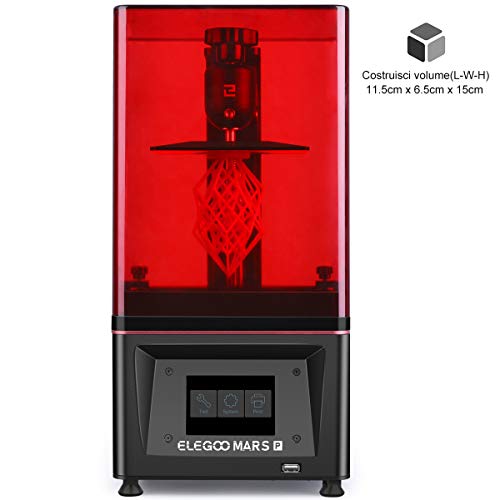 ELEGOO Stampante 3D Mars Pro MSLA 3D Photocuring UV Stampante 3D LCD con sorgente di luce LED UV Matrix, carbone attivo incorporato, stampa off-line 11,51 cm (L) x 6,5 cm (L) x 15 cm (H)