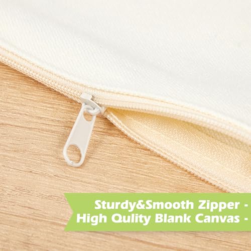 Image of Frienda 50 Pcs Canvas Zipper Pouch Bulk Gift Small Blank Pouch Makeup Bag Cosmetic Toiletry Bag Appreciation Gift for DIY Craft Projects Employee Coworkers Staff Team(Beige Zipper)