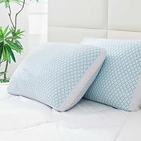 Aveallore Shredded Memory Foam Cooling Soft Pillows King Size Set of 2, Adjustable Hypoallergenic Hotel Quality Bed Pillow for Back, Stomach and Side Sleeper, Bamboo Viscose Cover, Oeko-TEX Certified