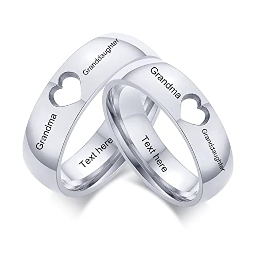 LiFashion Personalized Promise BFF Rings for 2,Stainless Steel Name Customized Mom & Daughter/Aunt & Niece/Grandma & Granddaughter Best Friends Matching Rings for Women s