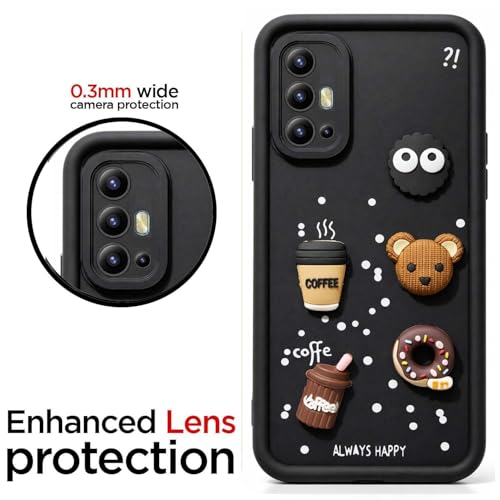 Image of Bintage Case Cute Fun Taddy| 3D Ball Bear| Donut| Coffee Rubber Case Camera Protection Back Cover Compatible for Vivo V17 - Black