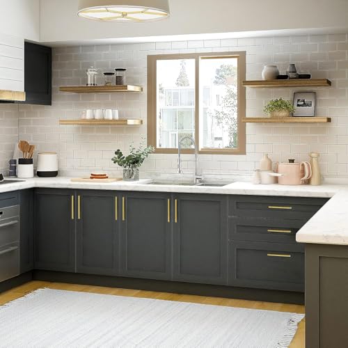 Image of Ravinte 25 Pack 8-13 /16 Inch Cabinet Handles Brushed Brass Kitchen Cabinet Hardware Dresser Pulls Stainless Steel Cabinet Pulls 8-13 /16 inch Length,6-1 /4 inch Hole Center
