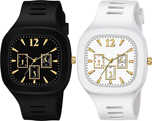 sba prime Silicon Strap Analog Combo Watch- for Men & Boys (Black,White) (B09RB1RH4Y) Amazon Price History, Amazon Price Tracker