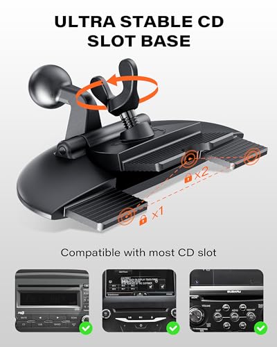 Image of 1Zero CD Slot Mount for CarPlay Screen, 360 Rotation Tool-Free Installation CarPlay CD Mount Compatible with 7-11 Inch Portable Car Play Screens & GPS Navigation