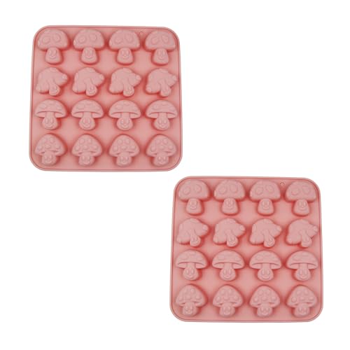 Mushroom Chocolate Mold 2 Pack 16 Cavities Mushroom Shaped Silicone Molds for Chocolate Candy Fondant Cake Decoration
