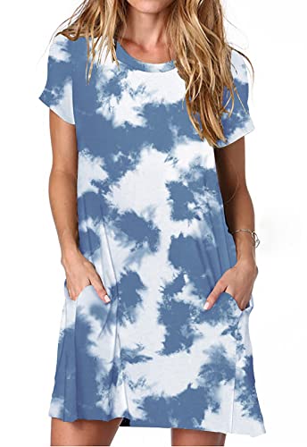 Image of Alaster Women's Casual Summer T Shirt Dress Loose Short Sleeve Tunic Dress with Pocket for Women