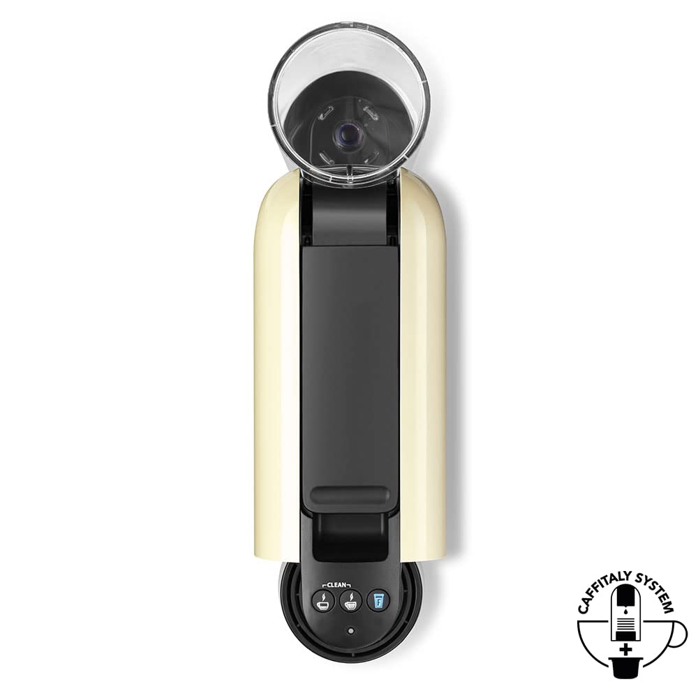 Caffitaly System - Cafetera exprés de sistema cerrado VOLTA S35 para cápsulas R-Smart originales - Reposavasos ajustable, compacto, rápido y silencioso, amarillo