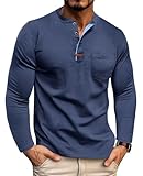 Men Button Decoration Shirt Classic Daily Wear and Tear All-Match Fashion T-Shirt Lightweight Comfortable Casual Long Sleeves Tops K-Royal Blue M