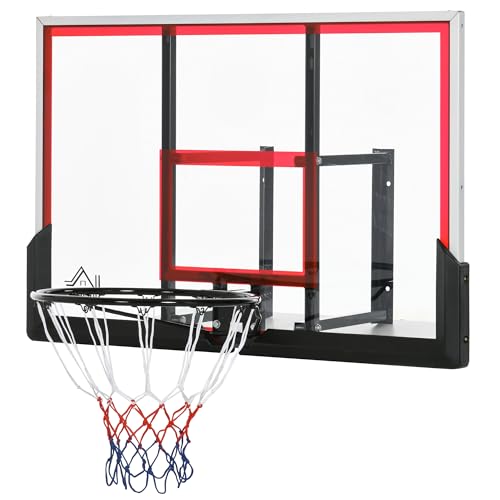 HOMCOM Panier de Basketball Mural avec Panier spécial pour intérieur et extérieur 102 x 76 x 110 cm