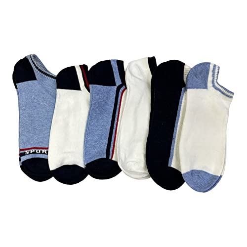 Stride Rite Sport Girls' 6 Pack No Show Socks- Denim- (Shoe Size 4-8) (Sock Size 9-11)