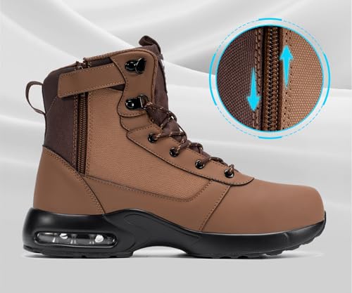 Image of LARNMERN Steel Toe Work Boots Men Water Resistan Shoes | Safety Toe High Top Sneaker Side Zipper Industrail Boot Hiking Tactical Shoe