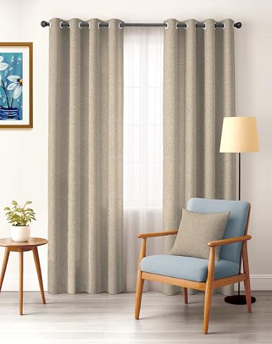 Image of Casableu Twillbone Digital Print 85% Blackout Curtains for Long Door /Window, Thermal Insulated, Tie Back, Wider Width 50 in, Eyelet Curtains for Living Room /Bedroom (L Brown 9 ft Set of 2)