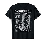 Saxophone Old Vintage Patent Drawing Print T-Shirt