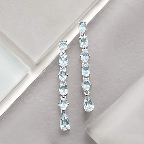 Ross-Simons 5.30 ct. t.w. Aquamarine Linear Drop Earrings in Sterling Silver3