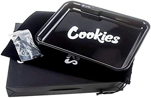 Cookies California - Bandeja Cookies Rolling con LED de colores + Molinillo Cookies, en bolsa de terciopelo Cookies con logotipo (Negro) Cover