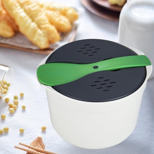 RUCUDIM Microwave Rice Cooker 2L Microwave Steamer Set Household Microwave Rice Steamer Non Stick Rice and Pasta Cooker High Temperature Resistant Steam Pot with Rice Scoop, Lid for Vegetables Meats - Image 6